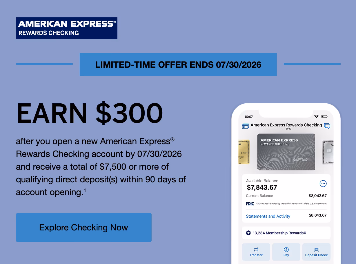 AMEX Checking $300 Offer
