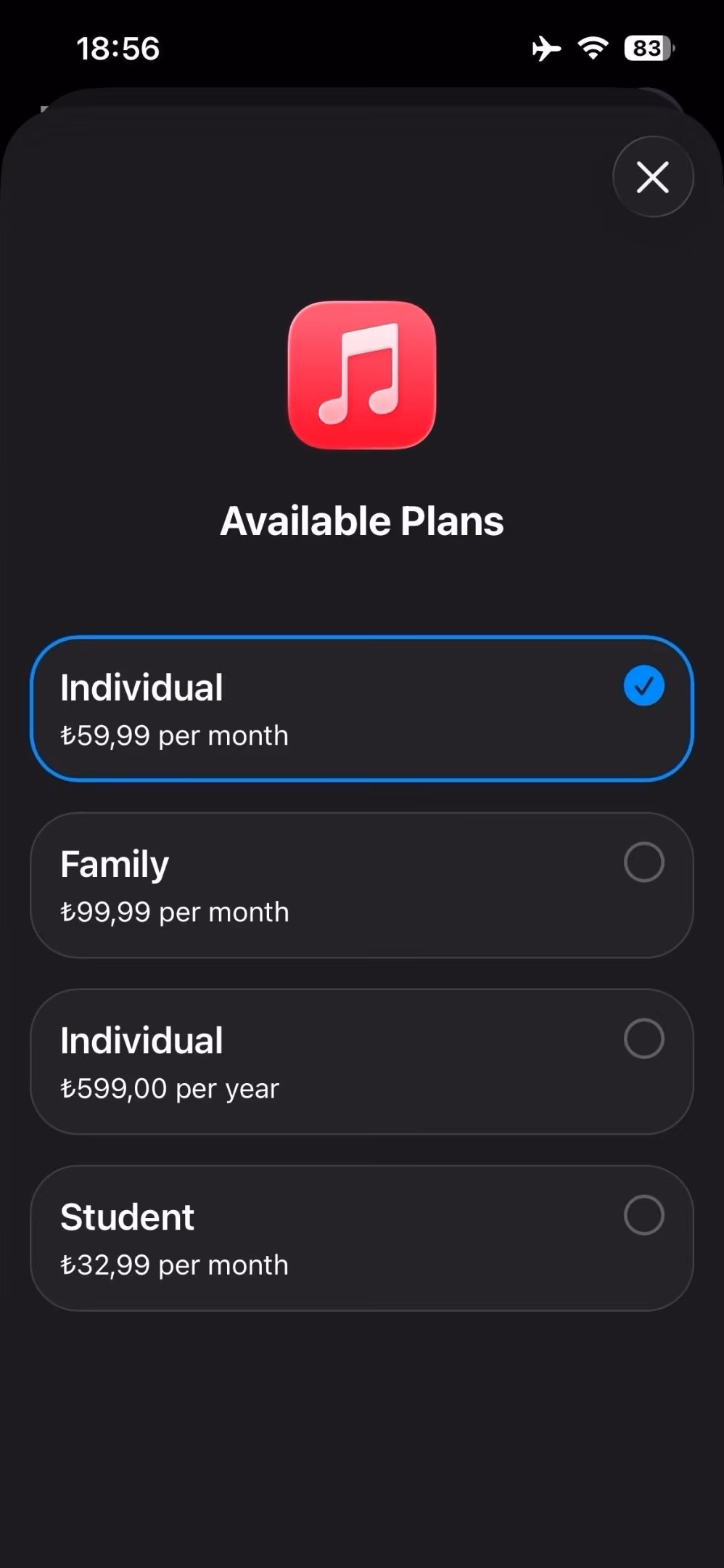 Turkish iTunes Store pricing